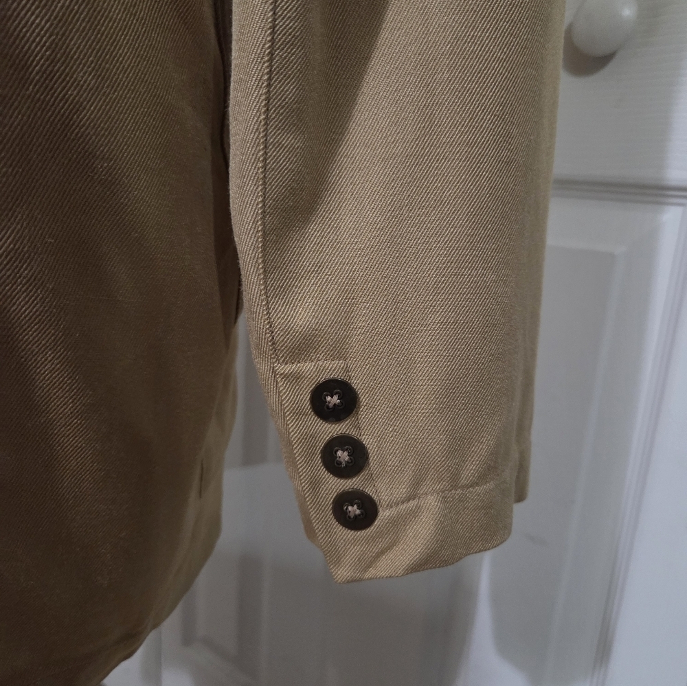 Emanuel Ungaro 100% Silk Tan Blazer with Zipper Pockets Size 8 - Picture 6 of 13